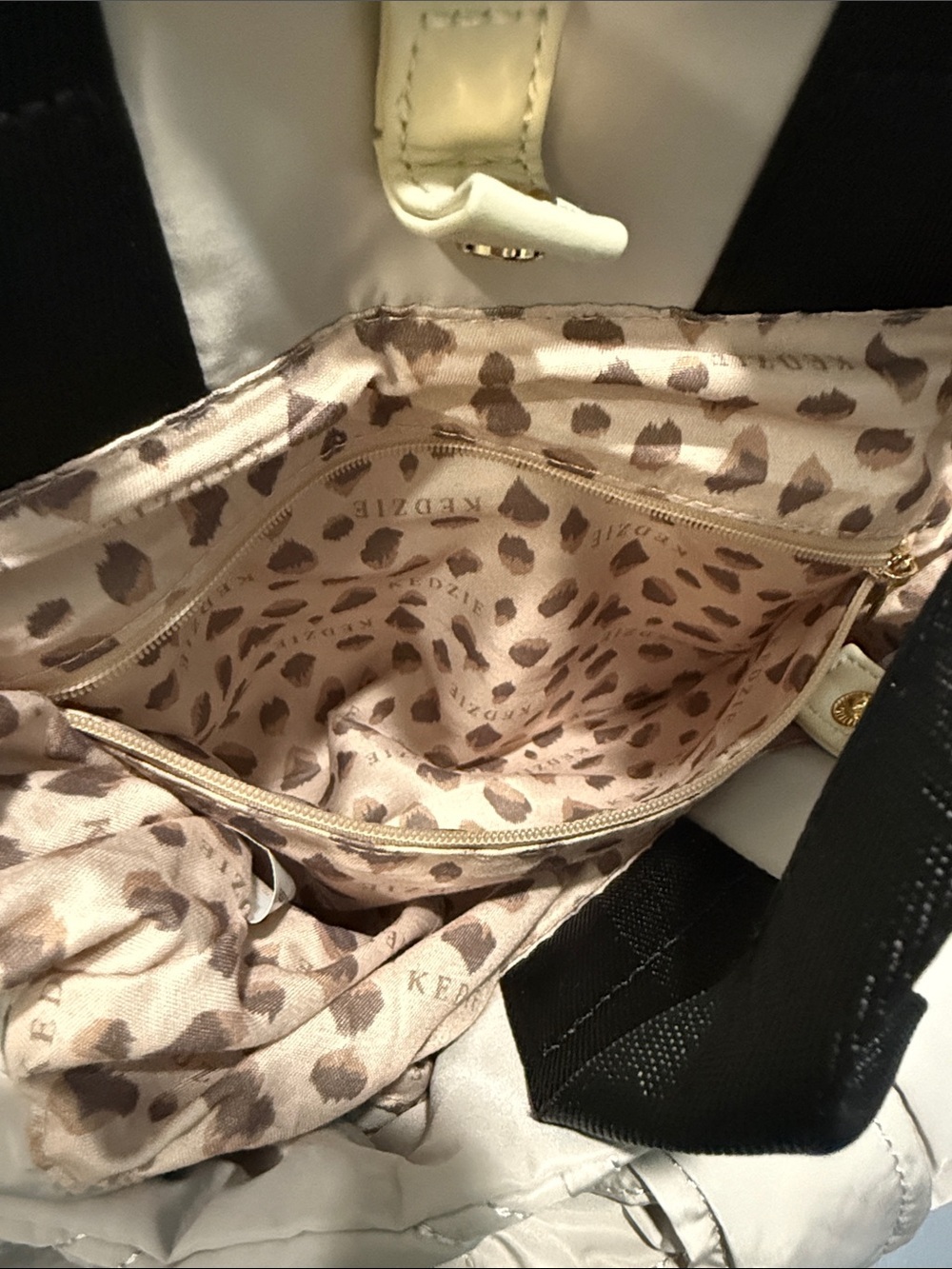 Kedzie Quilted Cream Tote with Black Handles - Picture 6 of 6